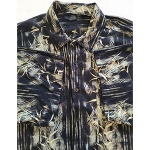 Manhattan Men's Black Floral Hawaiian Short-Sleeve Button-Up Shirt Size 2X /2EX